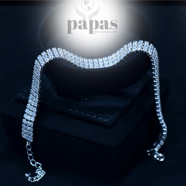 BR-001 Real Silver with Zircon Bracelet
