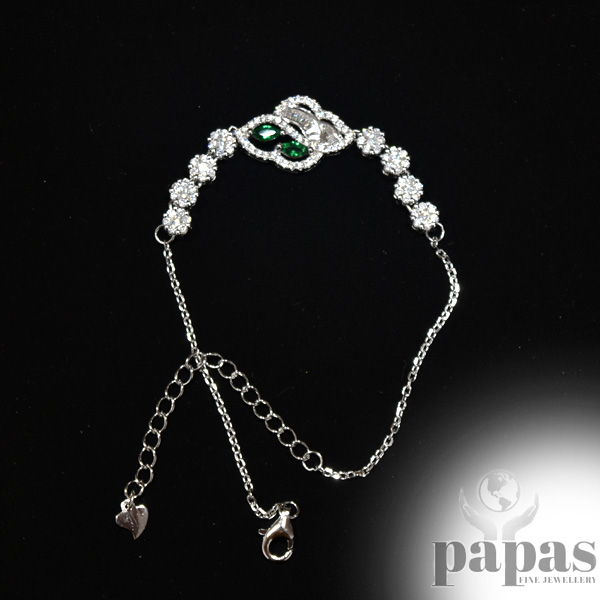 BR-002 Real Silver with Zircon Bracelet