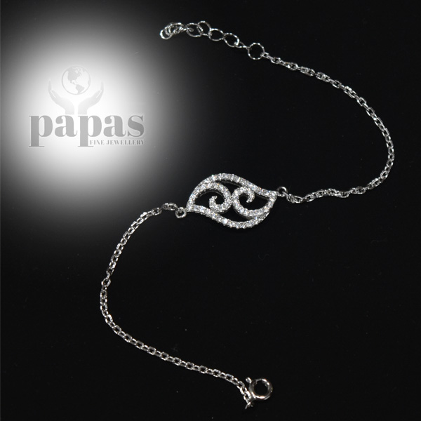 BR-003 Real Silver with Zircon Bracelet