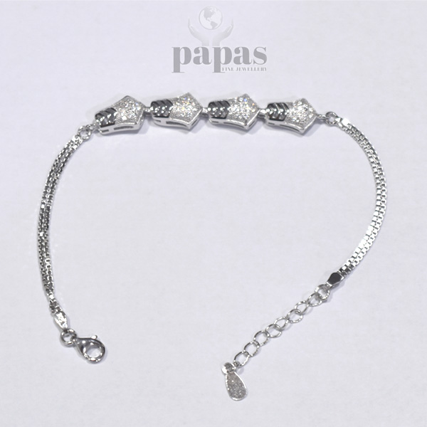 BR-004 Real Silver with Zircon Bracelet