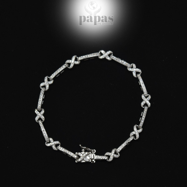 BR-005 Real Silver with Zircon Bracelet