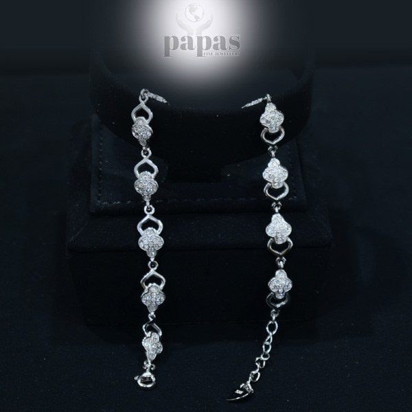 BR-006 Real Silver with Zircon Bracelet