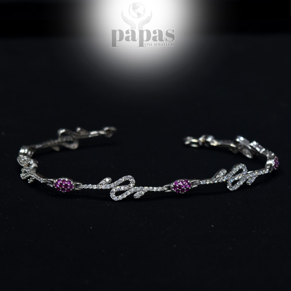 BR-010 Real Silver with Zircon Bracelet
