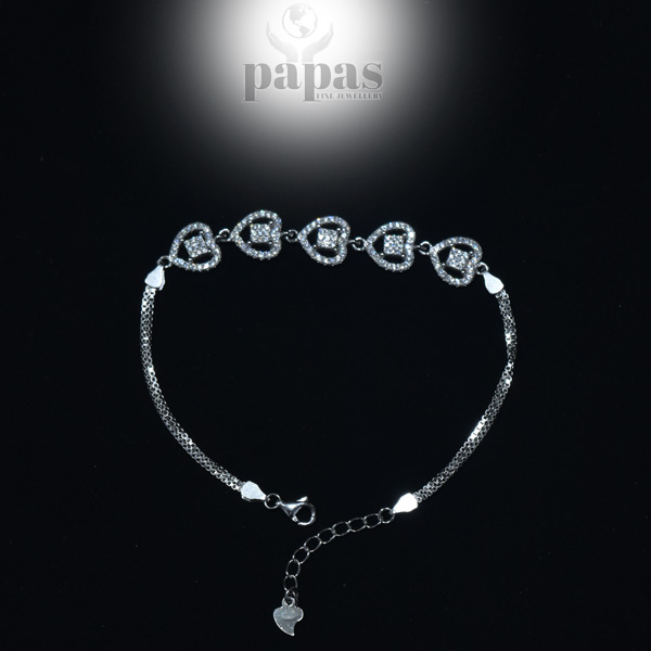 BR-011 Real Silver Heart Bracelet