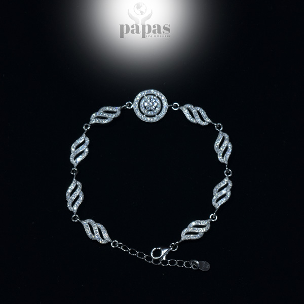 BR-012 Real Silver with Zircon Bracelet