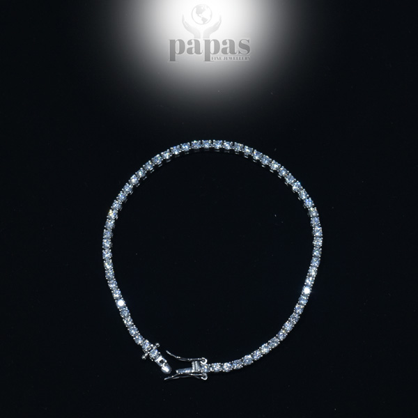BR-016 Real Silver Tennis Bracelet