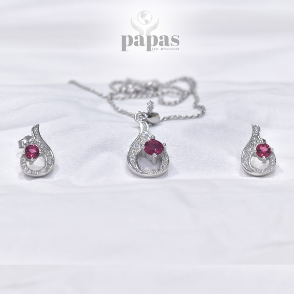 002-Real Silver Cute Necklace Set