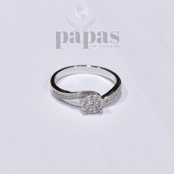 LR-004 Real Silver Ladies Ring with Zircon Stone