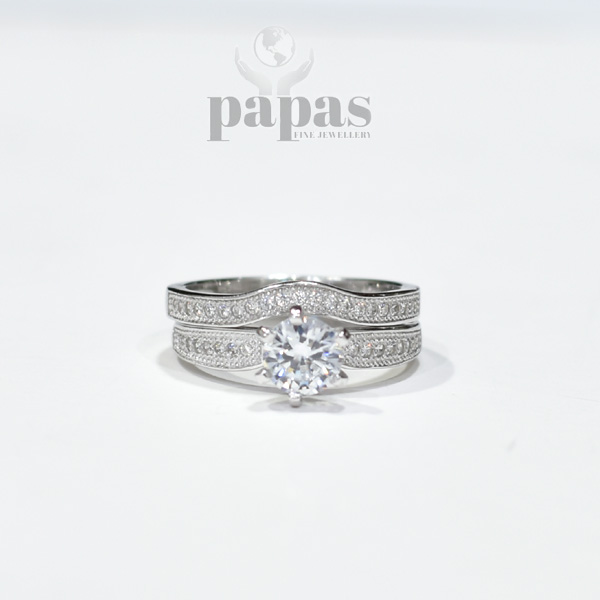 LR-009 Real Silver Twins Ring (2 in 1)