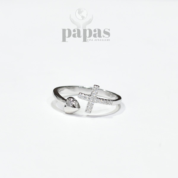 LR-010 Cross Style Real Silver Ring